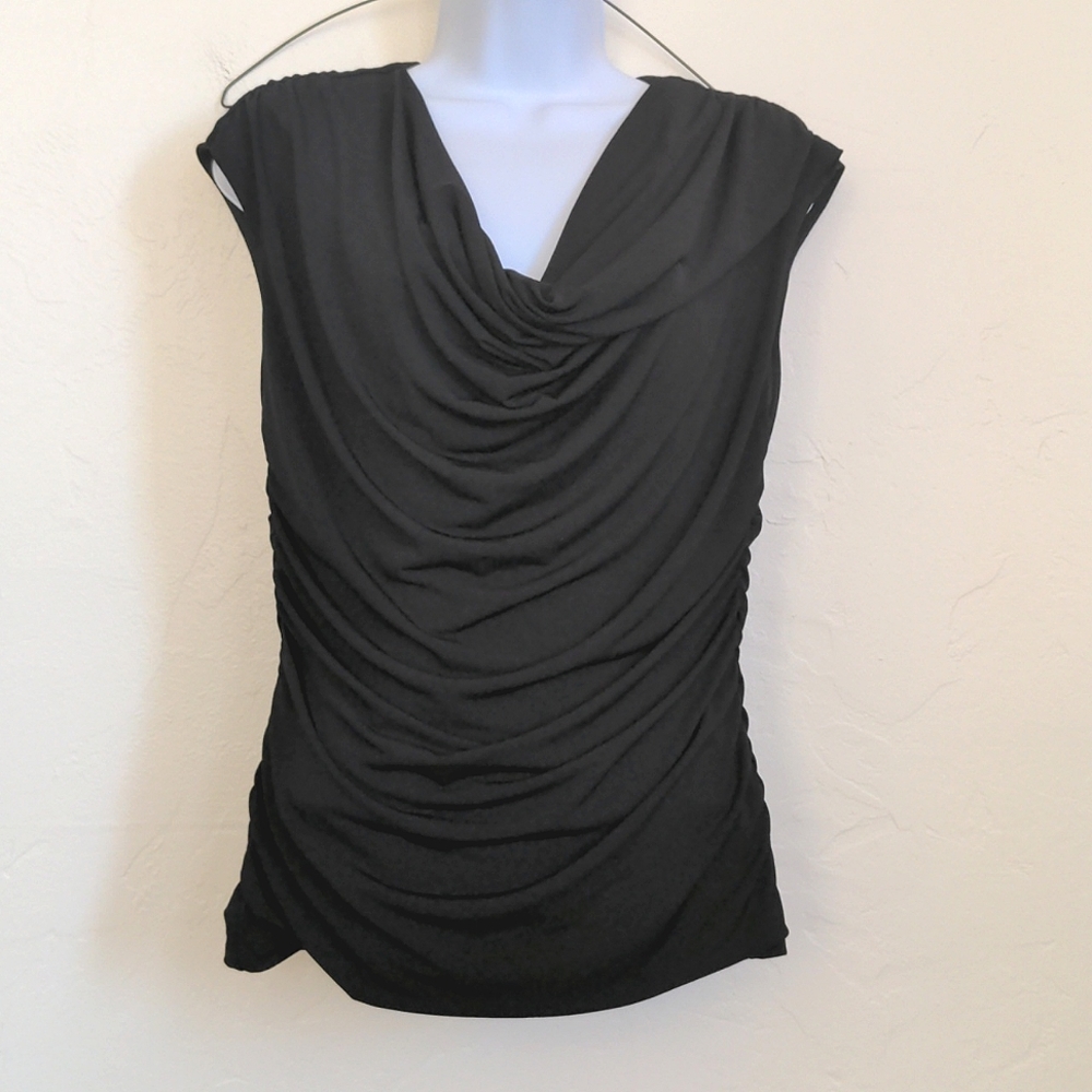 HeartSoul Black Sleeveless Draped Top